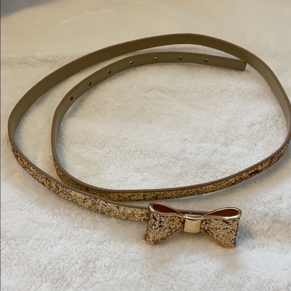 NWOT Gold Sequin Belt with Bow